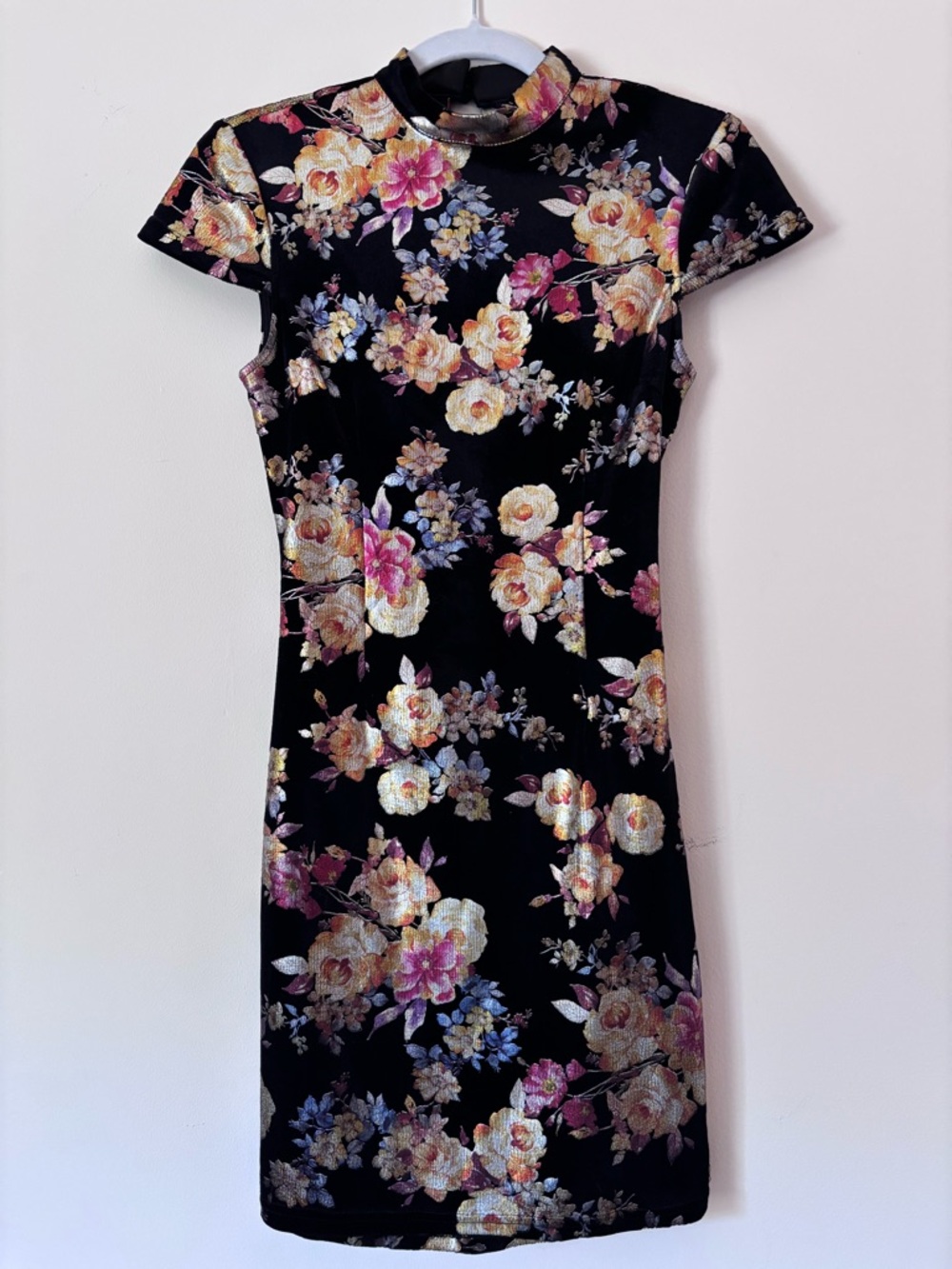 I.AM.GIA Black Floral Ana Velvet date night Mini Dress